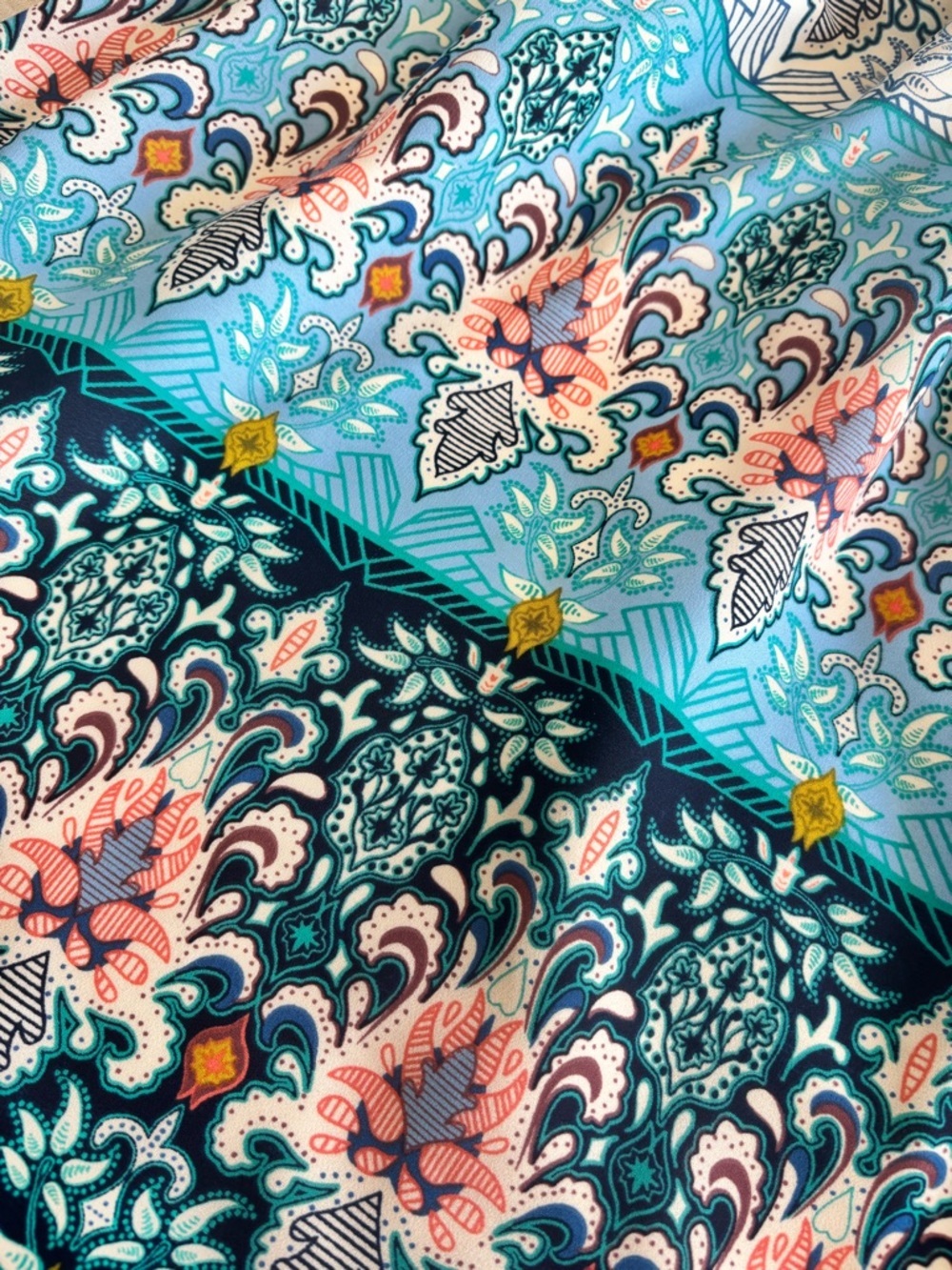 Everly Blue Paisley V-Neck Smock Waist Mini Dress - Picture 15 of 15